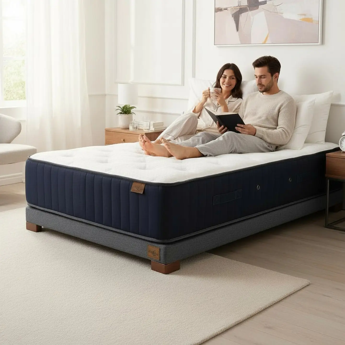Cama 1 Plaza Box 8 cm + Colchon CIC - Patas De Madera 1