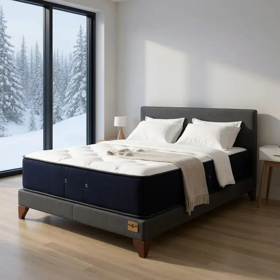 Cama 1.5 Plaza Box 8 cm + Colchon CIC - Patas De Madera 4