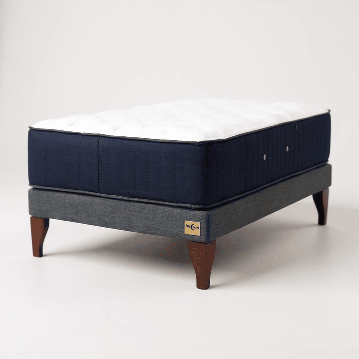 Cama 1.5 Plaza Box 8 cm + Colchon CIC - Patas De Madera 8