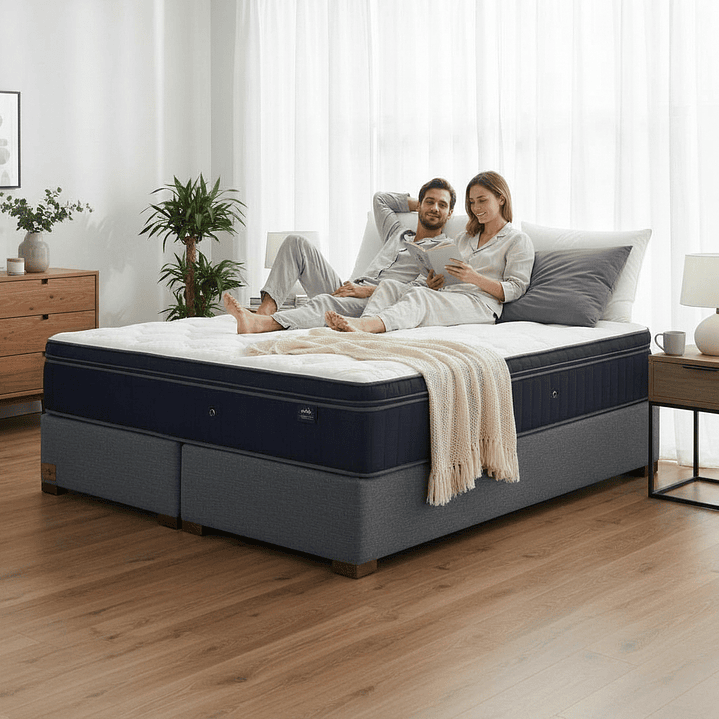 Cama Super King Box 30 cm + Colchon CIC - Patas De Madera 1