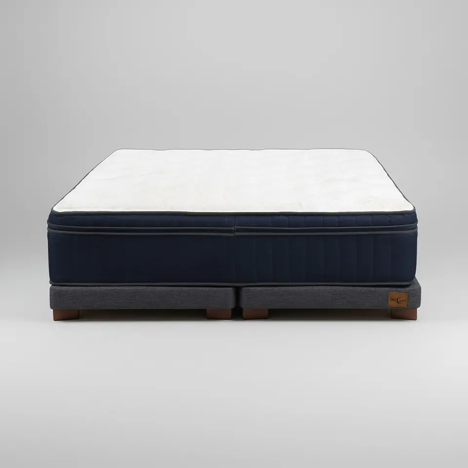 Cama Full Dividida Box 8 cm + Colchon CIC - Patas De Madera 2