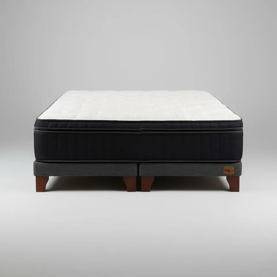 Cama Full Dividida Box 8 cm + Colchon CIC - Patas De Madera 5