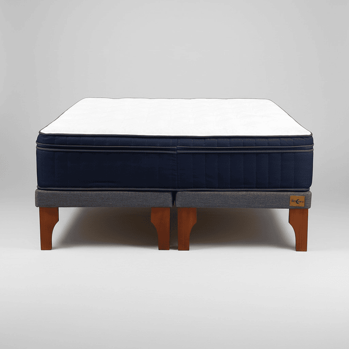Cama Full Dividida Box 8 cm + Colchon CIC - Patas De Madera 10