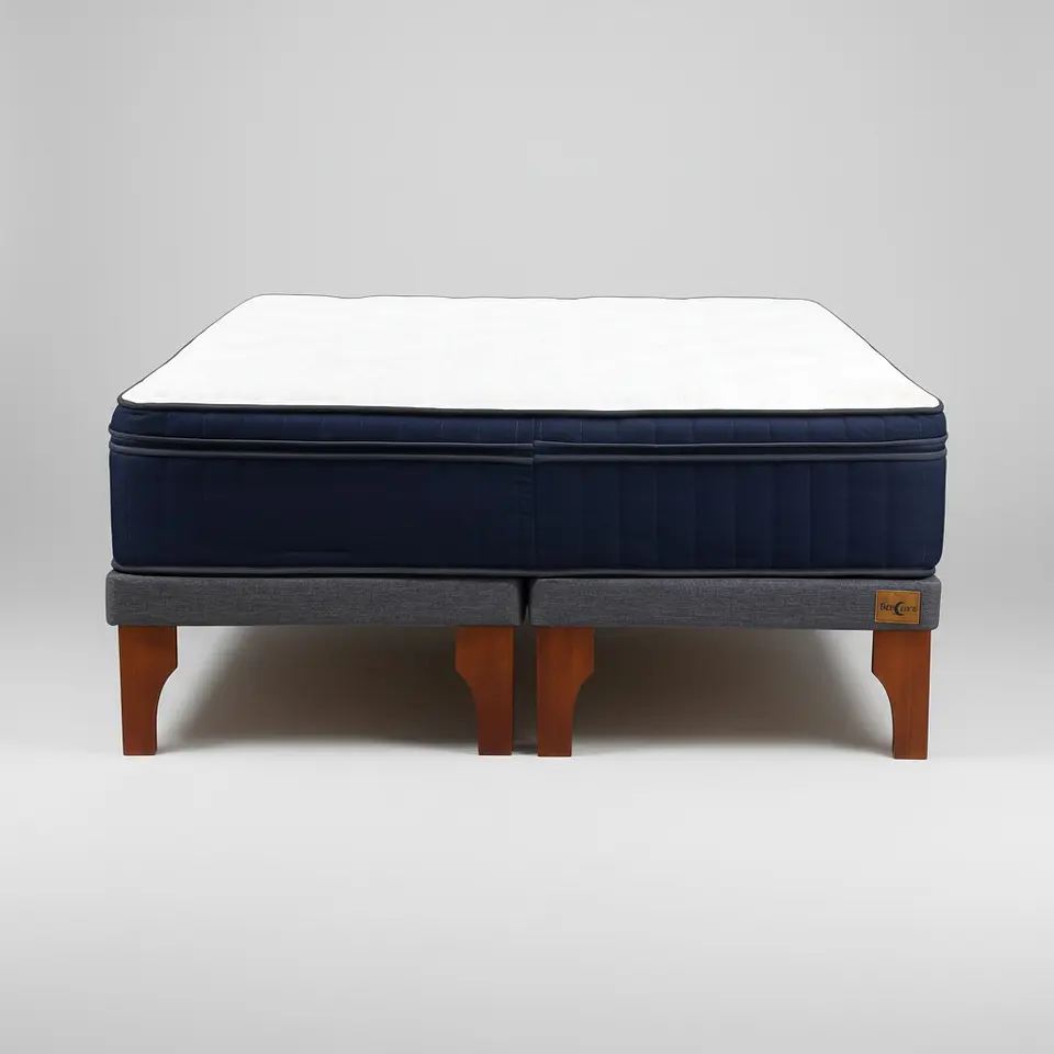 Cama King Box 8 cm + Colchon CIC - Patas De Madera 10