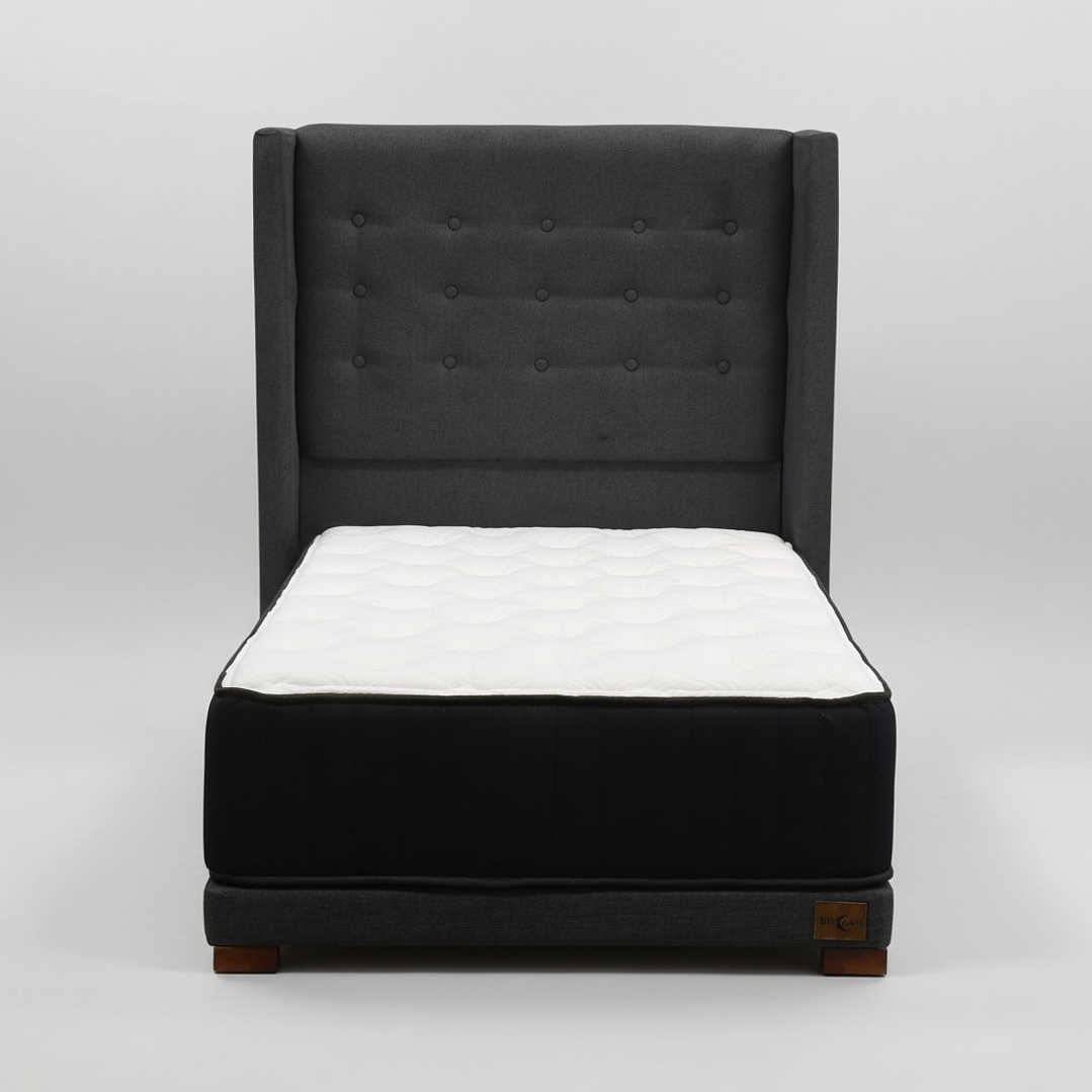 Cama 1 Plaza Box 8 cm Colchon CIC + Respaldo + Patas De Madera 2