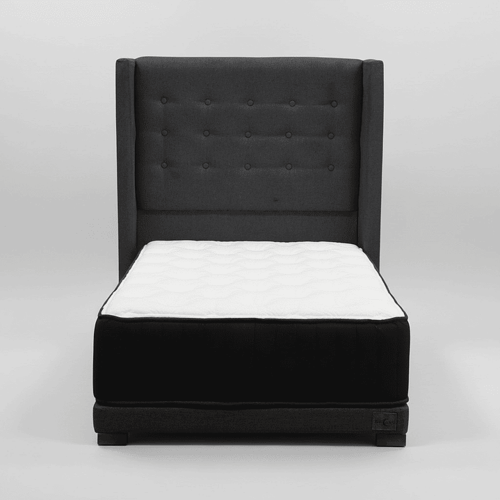 Cama 1 Plaza Box 8 cm Colchon CIC + Respaldo + Patas De Madera 2