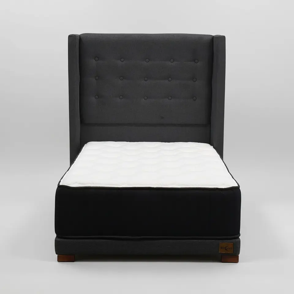 Cama 1 Plaza Box 8 cm Colchon CIC + Respaldo + Patas De Madera 2