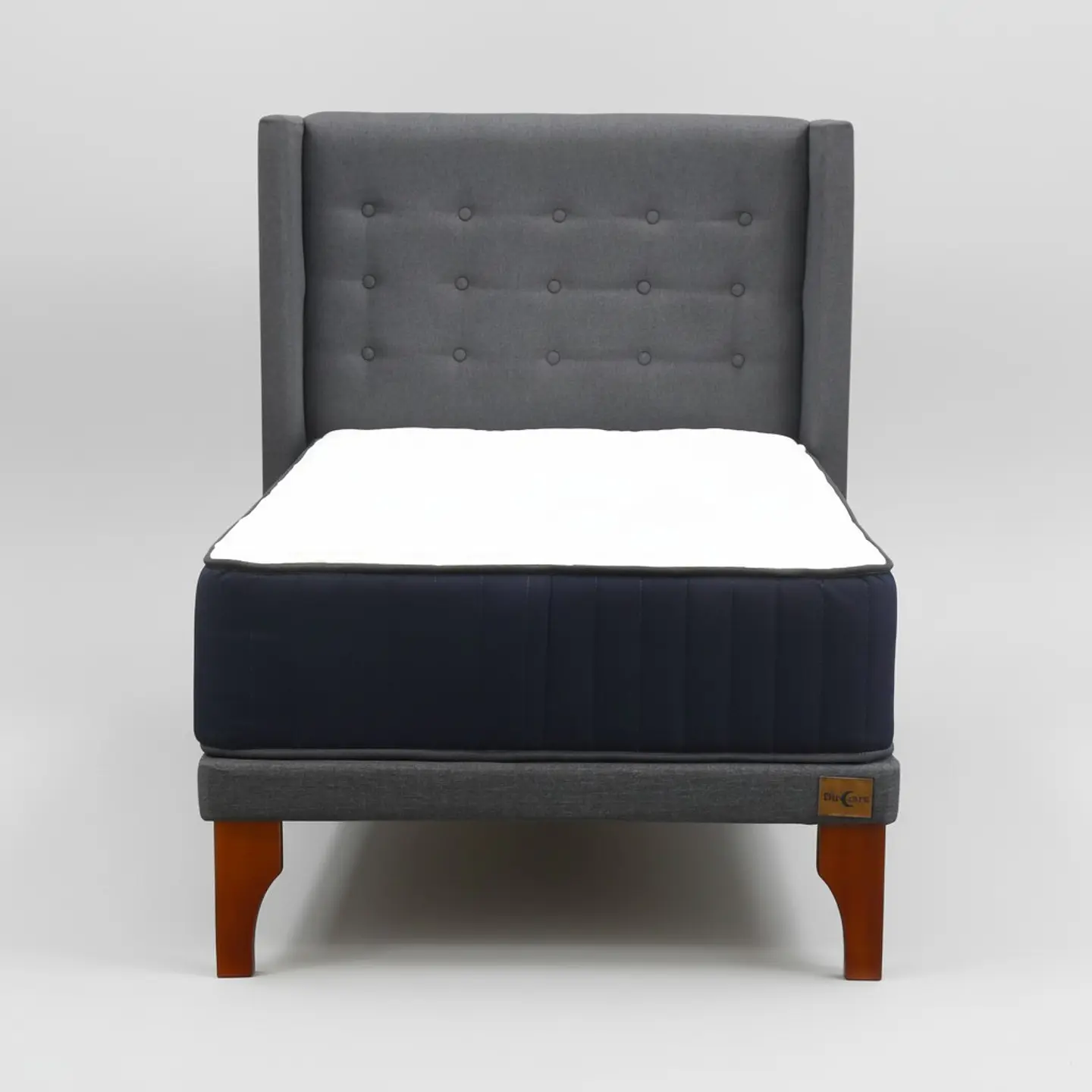 Cama 1.5 Plaza Box 8 cm Colchon CIC + Respaldo + Patas De Madera 11