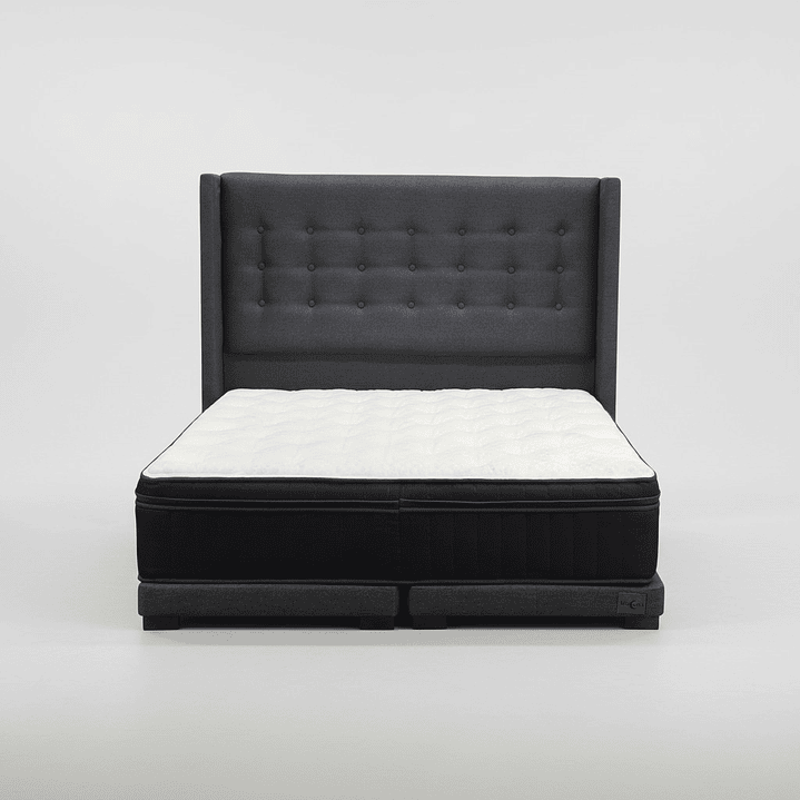 Cama 2 Plazas Box 8 cm Colchon CIC + Respaldo + Patas De Madera 2