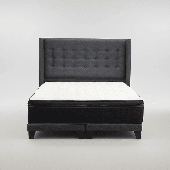 Cama King Box 8 cm Colchon CIC + Respaldo + Patas De Madera 5