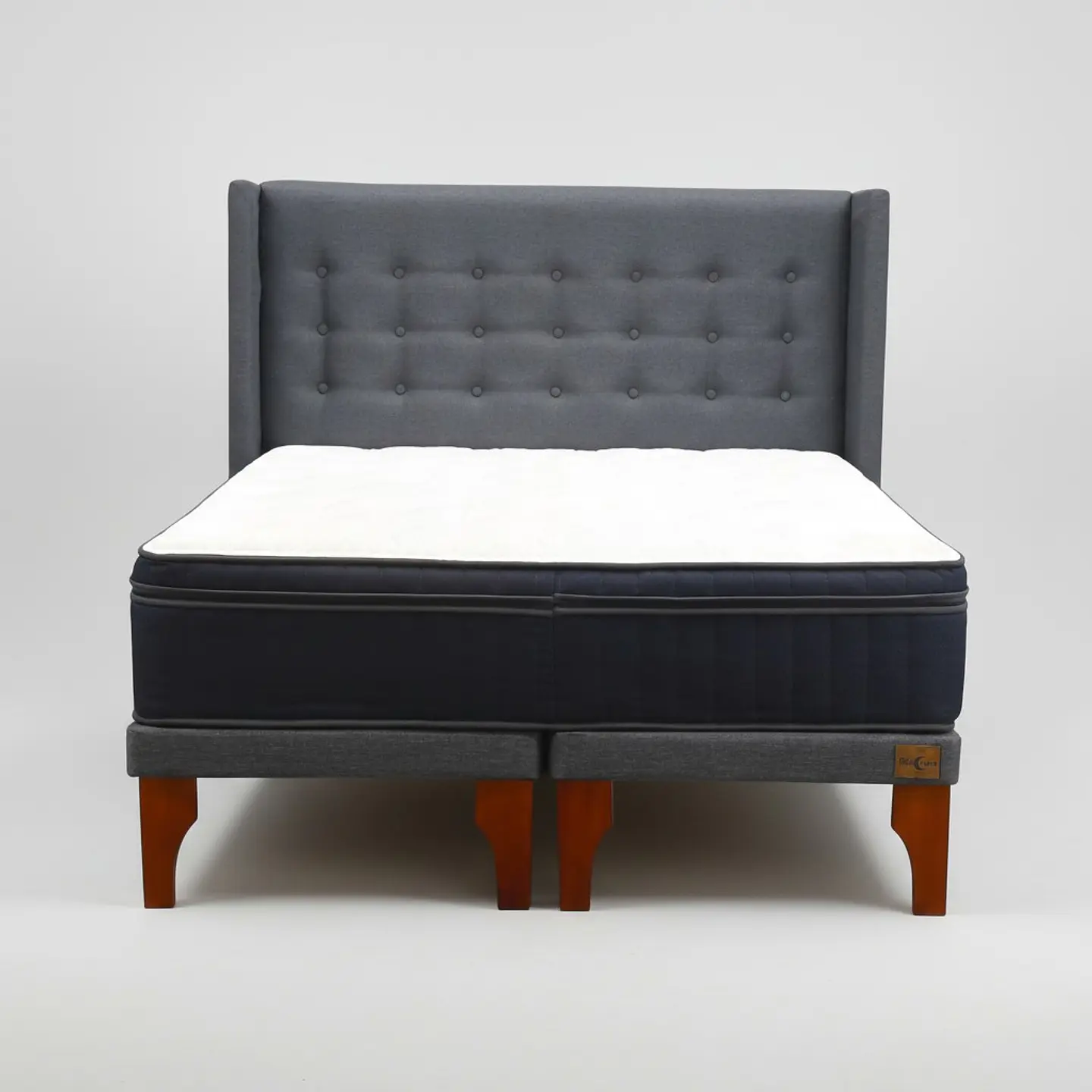 Cama King Box 8 cm Colchon CIC + Respaldo + Patas De Madera 11
