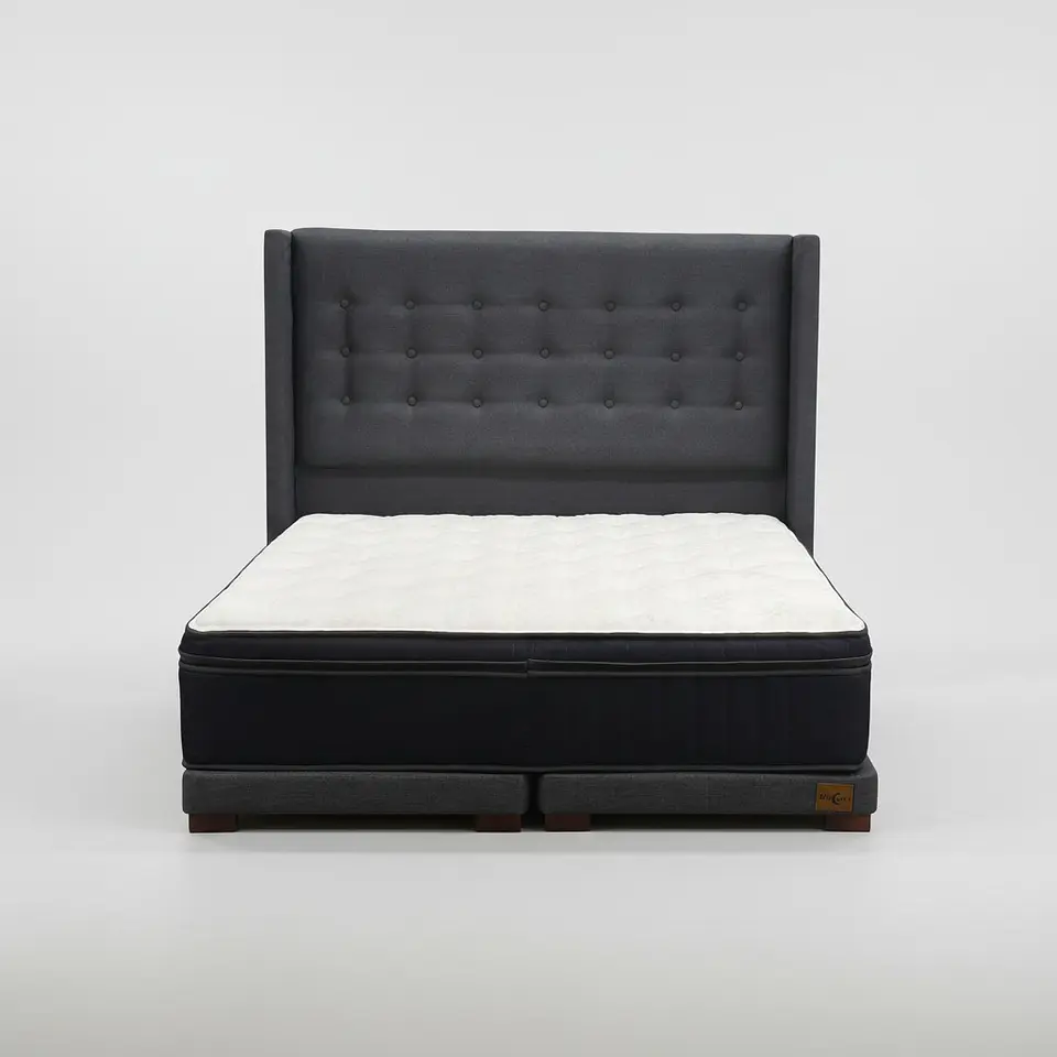 Cama Full Dividida Box 8 cm Colchon CIC + Respaldo + Patas De Madera 2
