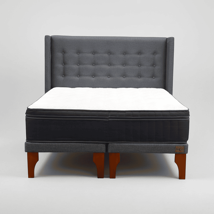 Cama Full Dividida Box 8 cm Colchon CIC + Respaldo + Patas De Madera 11