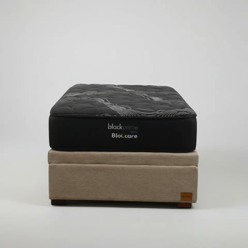 Cama Baul 1 Plaza + Colchon Black Prime - Modelo Uno / Con Patas De Madera (Beige) 2