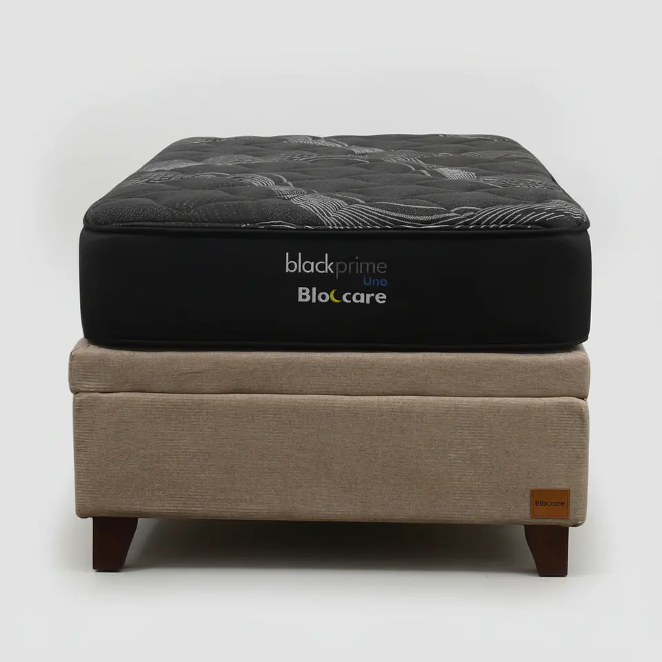 Cama Baul 1 Plaza + Colchon Black Prime - Modelo Uno / Con Patas De Madera (Beige) 5