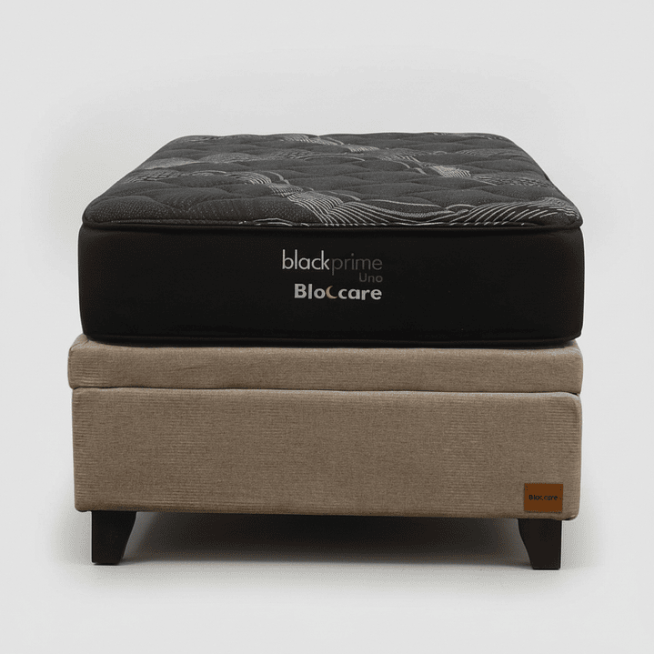 Cama Baul 1.5 Plaza + Colchon Black Prime - Modelo Uno / Con Patas De Madera (Beige) 5