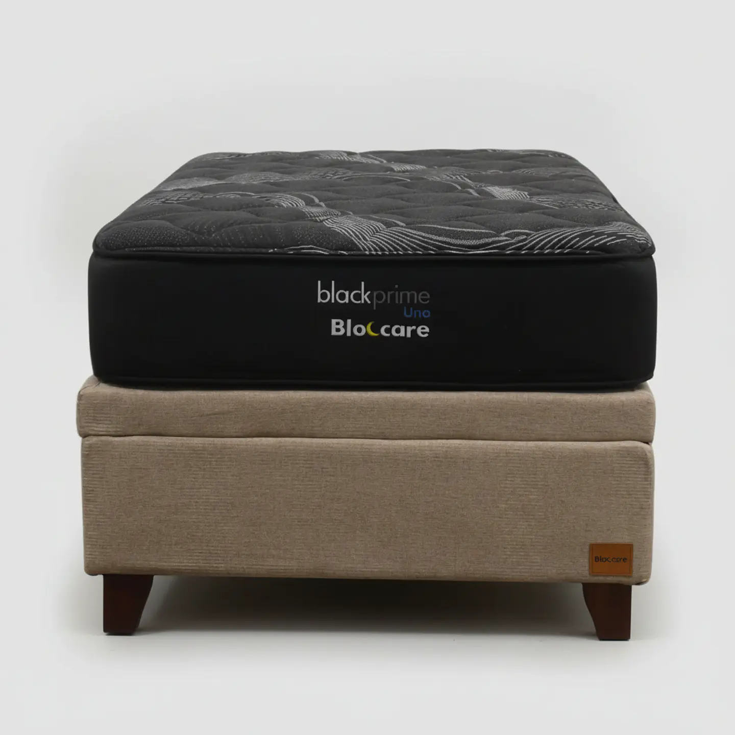 Cama Baul 1.5 Plaza + Colchon Black Prime - Modelo Uno / Con Patas De Madera (Beige) 5