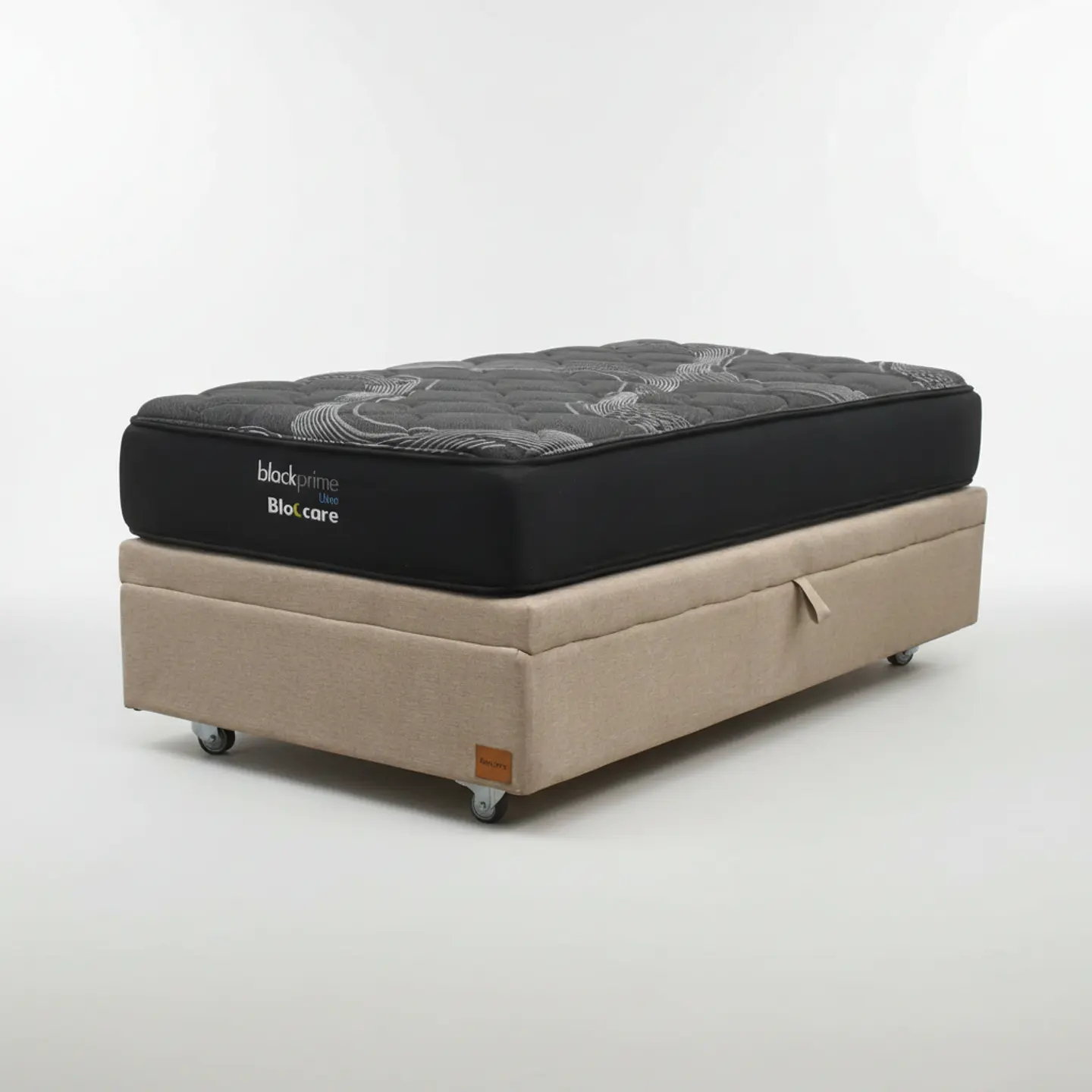 Cama Baul 1 Plaza + Colchon Black Prime - Modelo Uno / Ruedas A Eleccion (Beige) 6