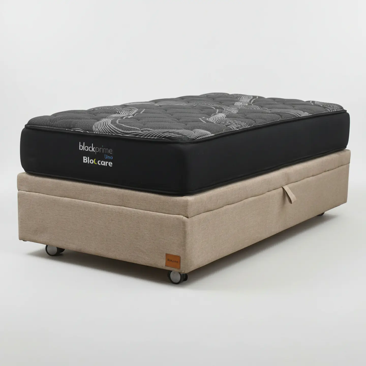 Cama Baul 1.5 Plaza + Colchon Black Prime - Modelo Uno / Ruedas A Eleccion (Beige) 2