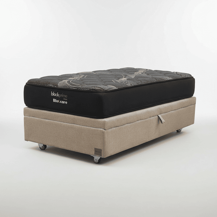 Cama Baul 1.5 Plaza + Colchon Black Prime - Modelo Uno / Ruedas A Eleccion (Beige) 6