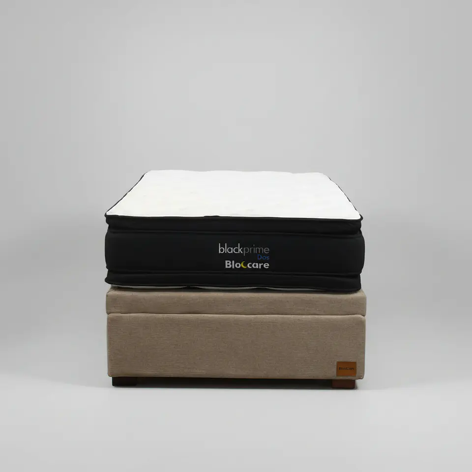 Cama Baul 1.5 Plaza + Colchon Black Prime - Modelo Dos / Con Patas De Madera (Beige) 2