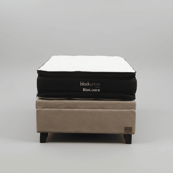 Cama Baul 1.5 Plaza + Colchon Black Prime - Modelo Dos / Con Patas De Madera (Beige) 5