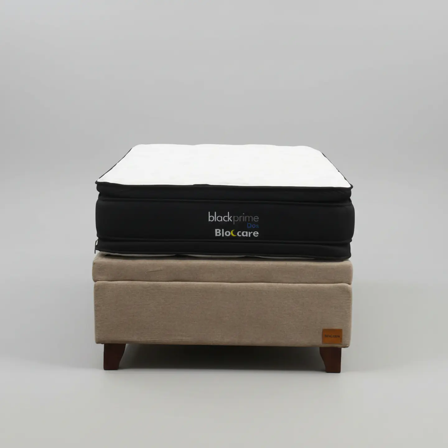Cama Baul 1.5 Plaza + Colchon Black Prime - Modelo Dos / Con Patas De Madera (Beige) 5