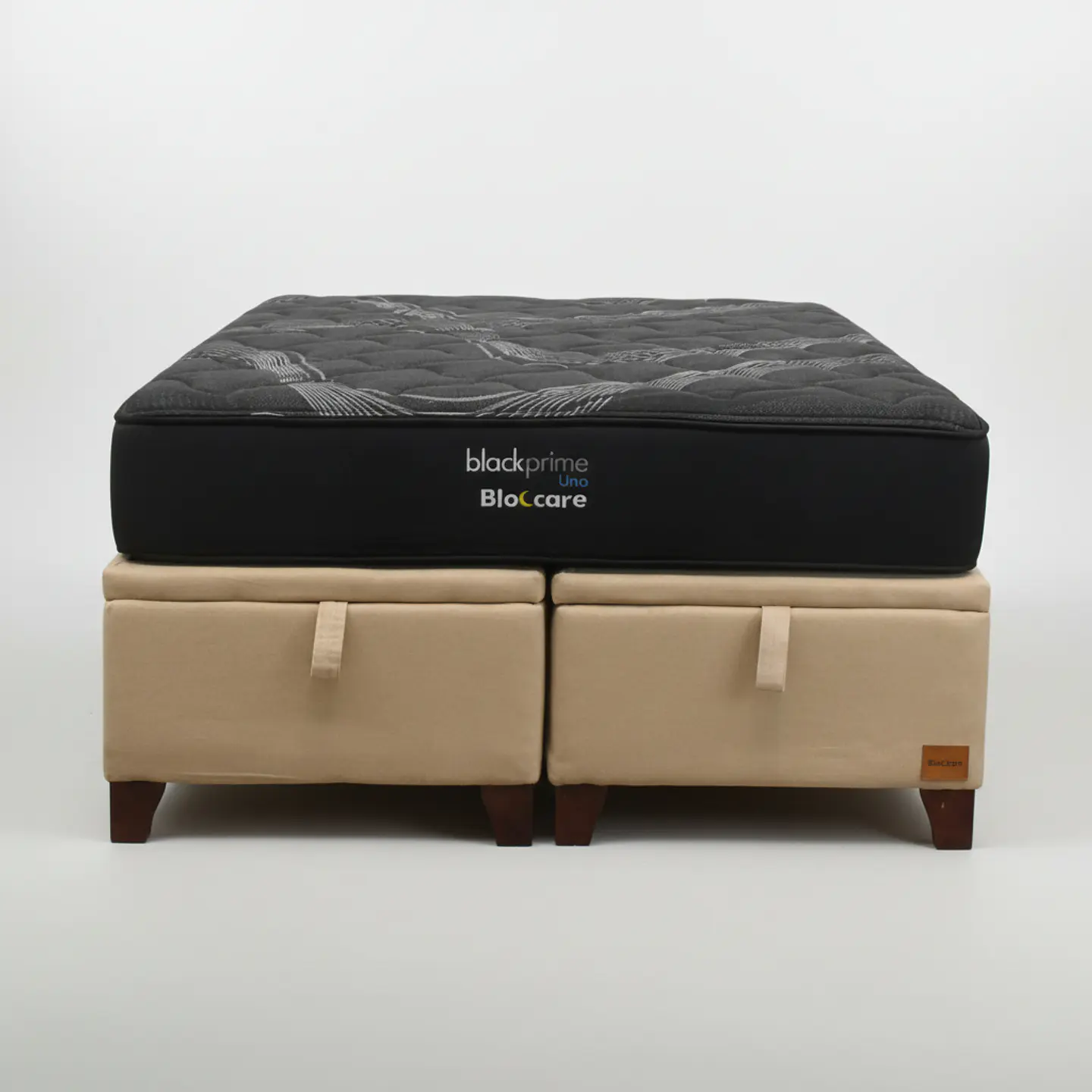 Cama Baul King + Colchon Black Prime - Modelo Uno / Con Patas De Madera (Beige) 5