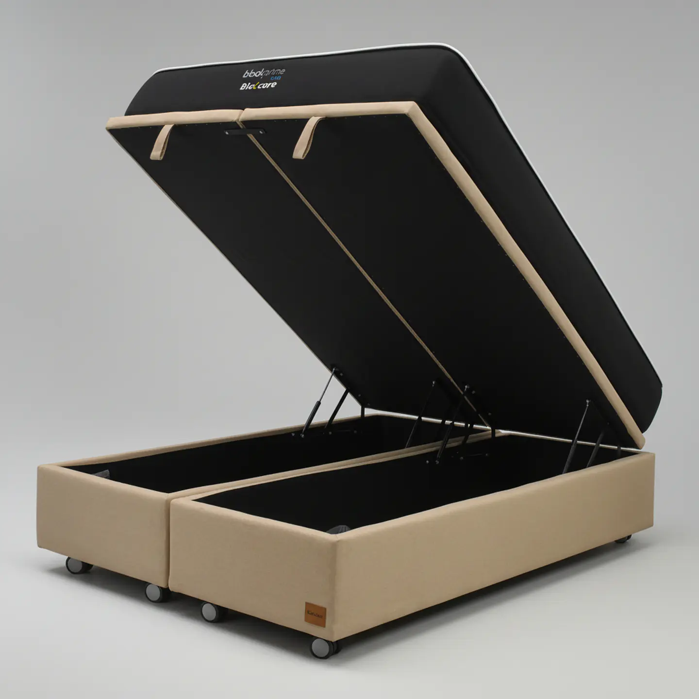 Cama Baul 2 Plaza + Colchon Black Prime - Modelo Uno / Ruedas A Eleccion (Beige) 2