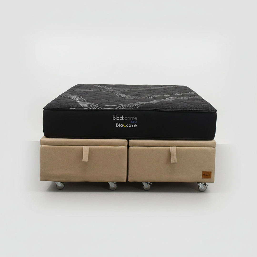 Cama Baul 2 Plaza + Colchon Black Prime - Modelo Uno / Ruedas A Eleccion (Beige) 6