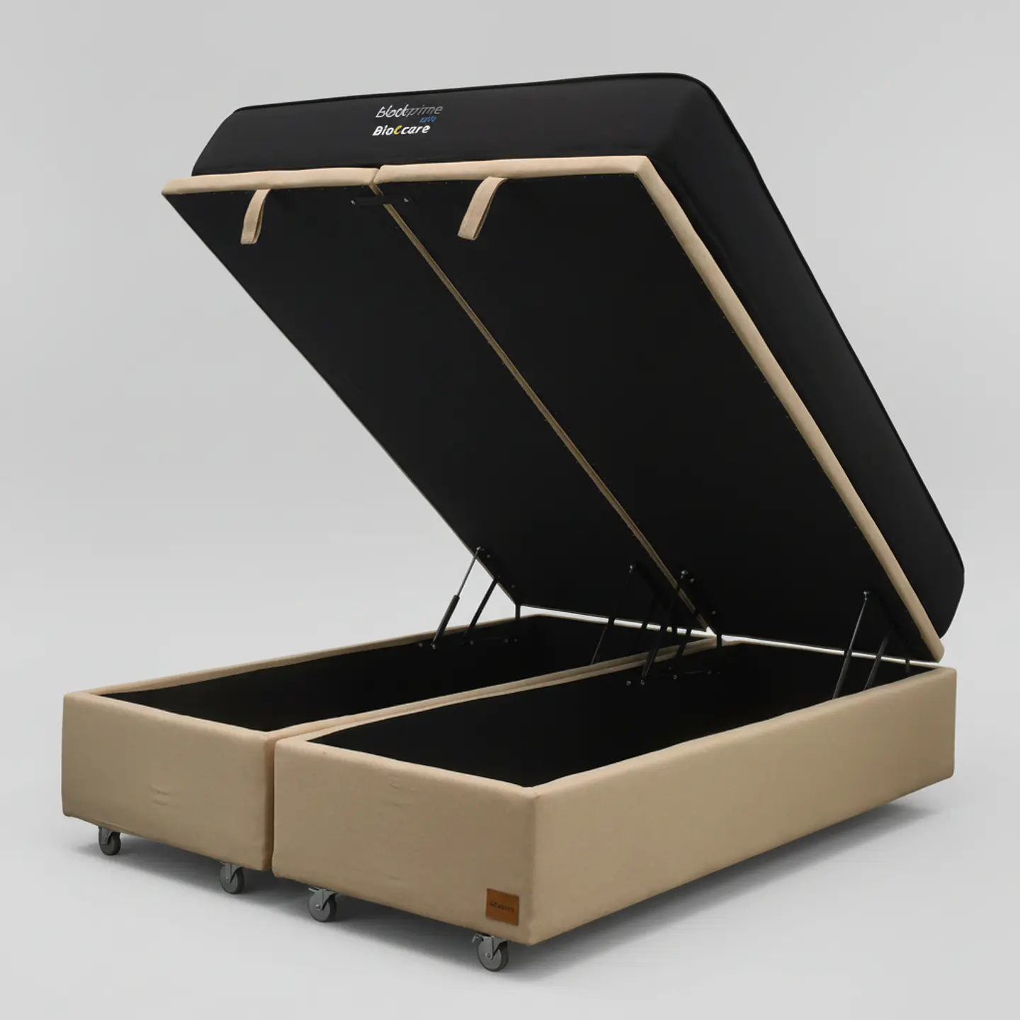Cama Baul 2 Plaza + Colchon Black Prime - Modelo Uno / Ruedas A Eleccion (Beige) 5