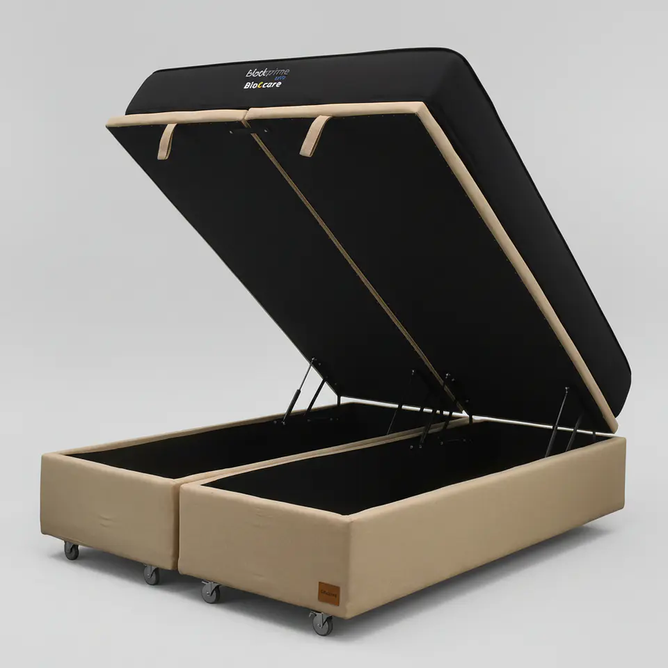 Cama Baul 2 Plaza + Colchon Black Prime - Modelo Uno / Ruedas A Eleccion (Beige) 5