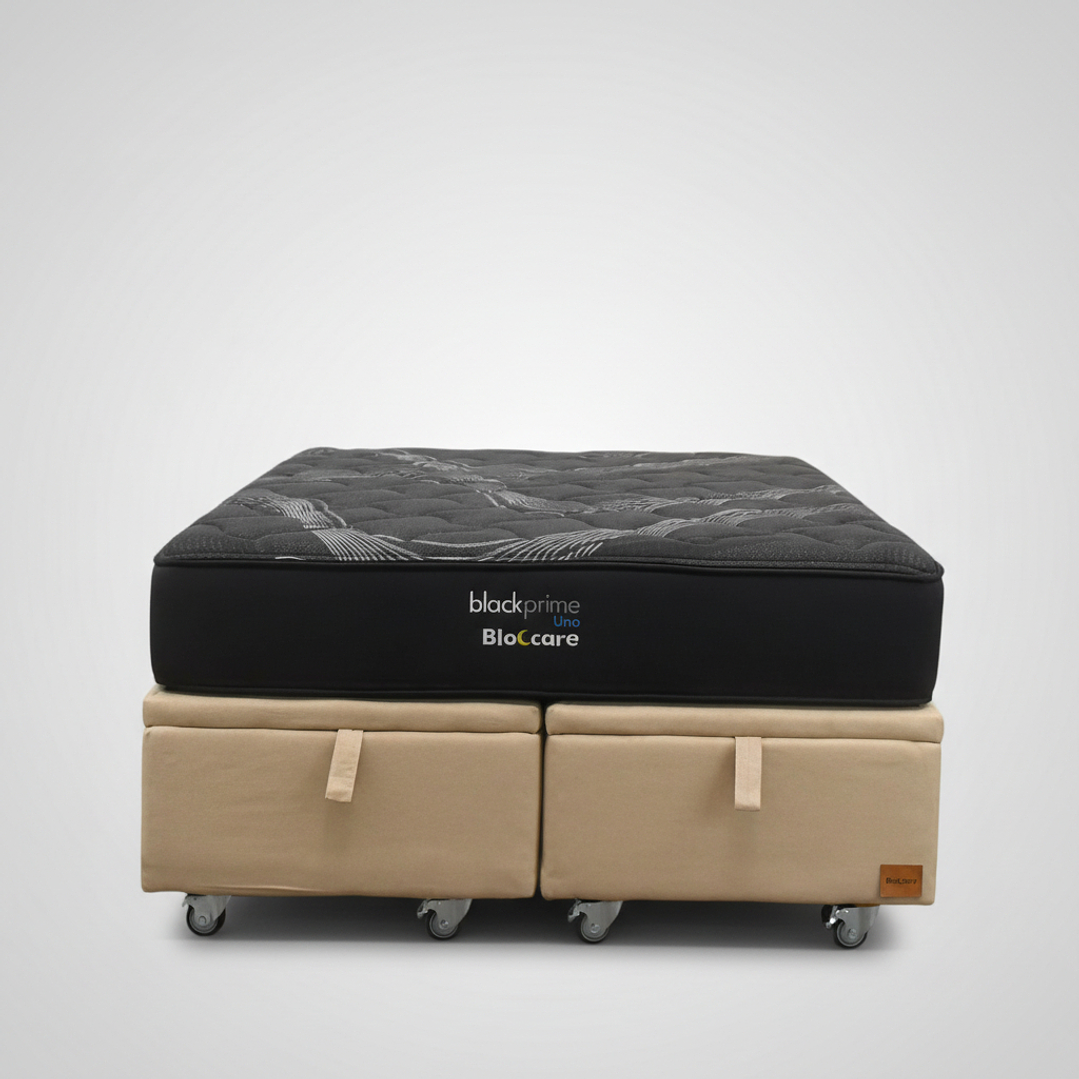 Cama Baul 2 Plaza + Colchon Black Prime - Modelo Uno / Ruedas A Eleccion (Beige) 9