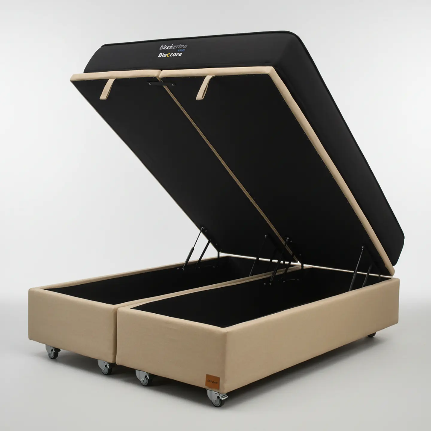 Cama Baul 2 Plaza + Colchon Black Prime - Modelo Uno / Ruedas A Eleccion (Beige) 8