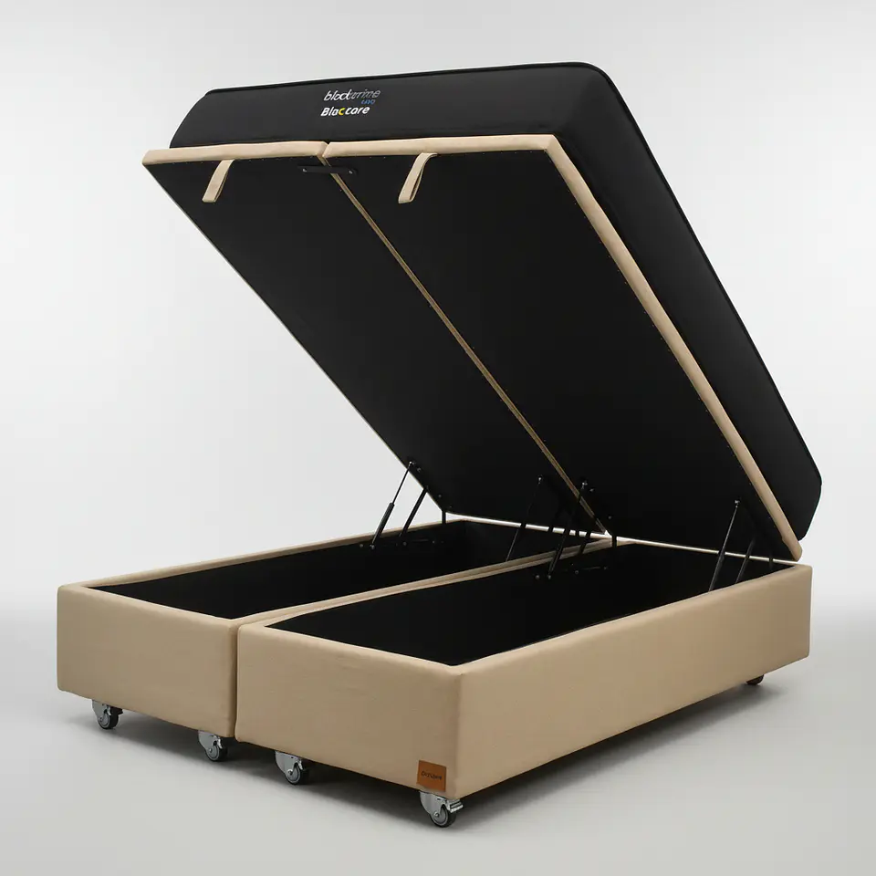 Cama Baul 2 Plaza + Colchon Black Prime - Modelo Uno / Ruedas A Eleccion (Beige) 8