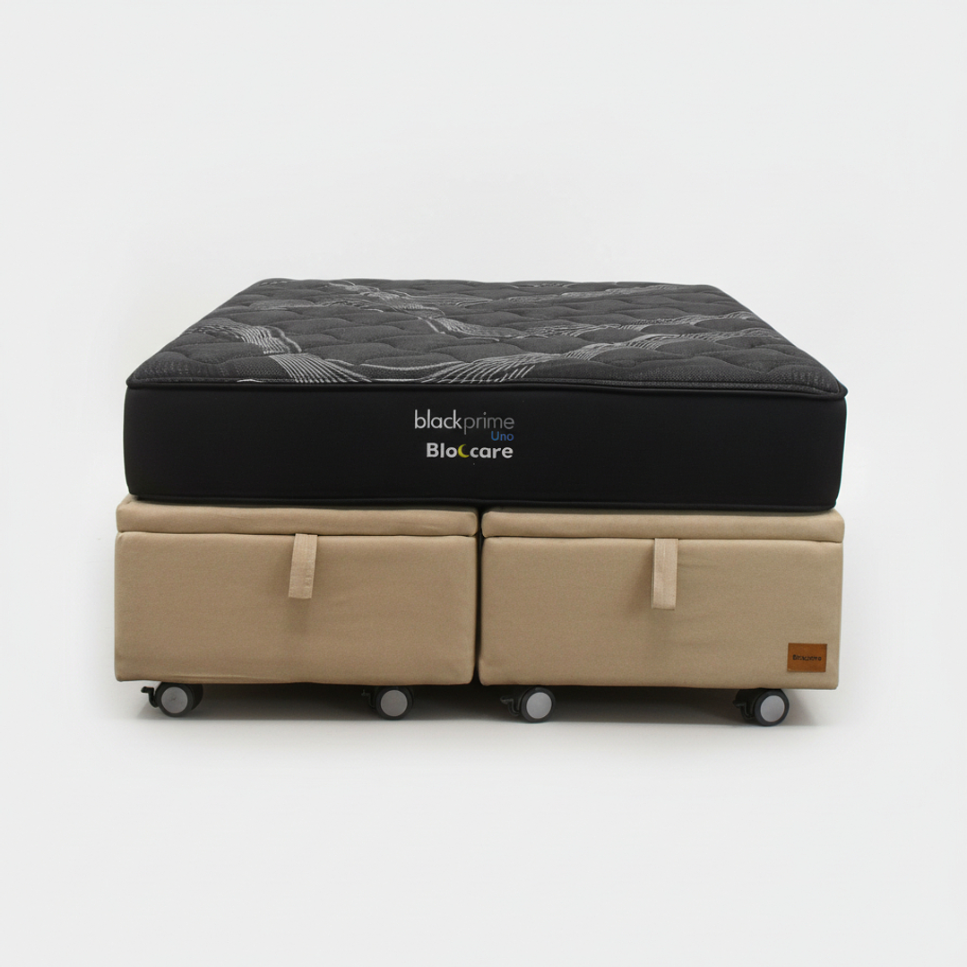 Cama Baul King + Colchon Black Prime - Modelo Uno / Ruedas A Eleccion (Beige) 3