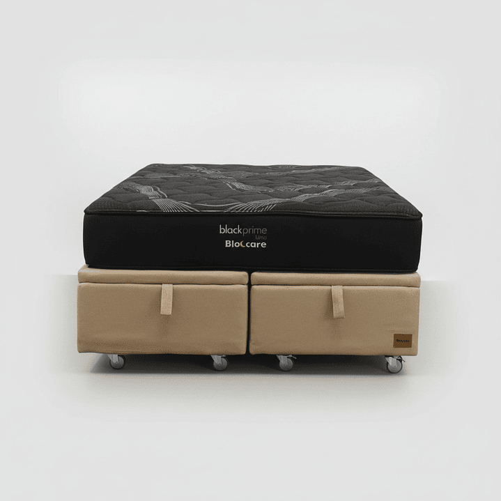Cama Baul King + Colchon Black Prime - Modelo Uno / Ruedas A Eleccion (Beige) 6
