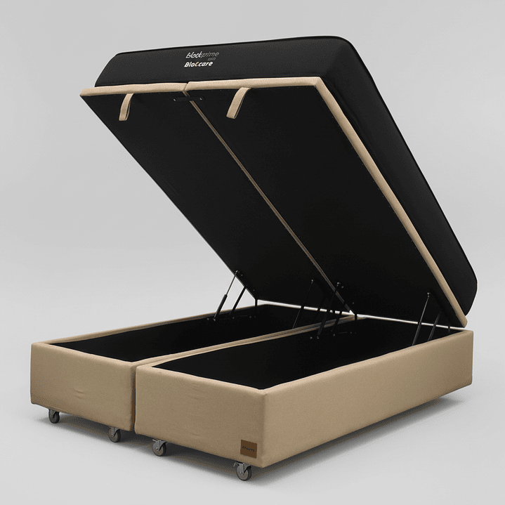 Cama Baul King + Colchon Black Prime - Modelo Uno / Ruedas A Eleccion (Beige) 5