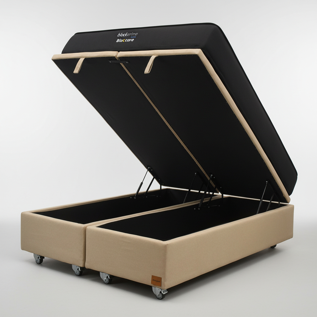 Cama Baul King + Colchon Black Prime - Modelo Uno / Ruedas A Eleccion (Beige) 8