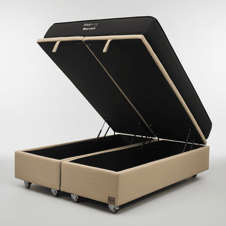 Cama Baul King + Colchon Black Prime - Modelo Uno / Ruedas A Eleccion (Beige) 8