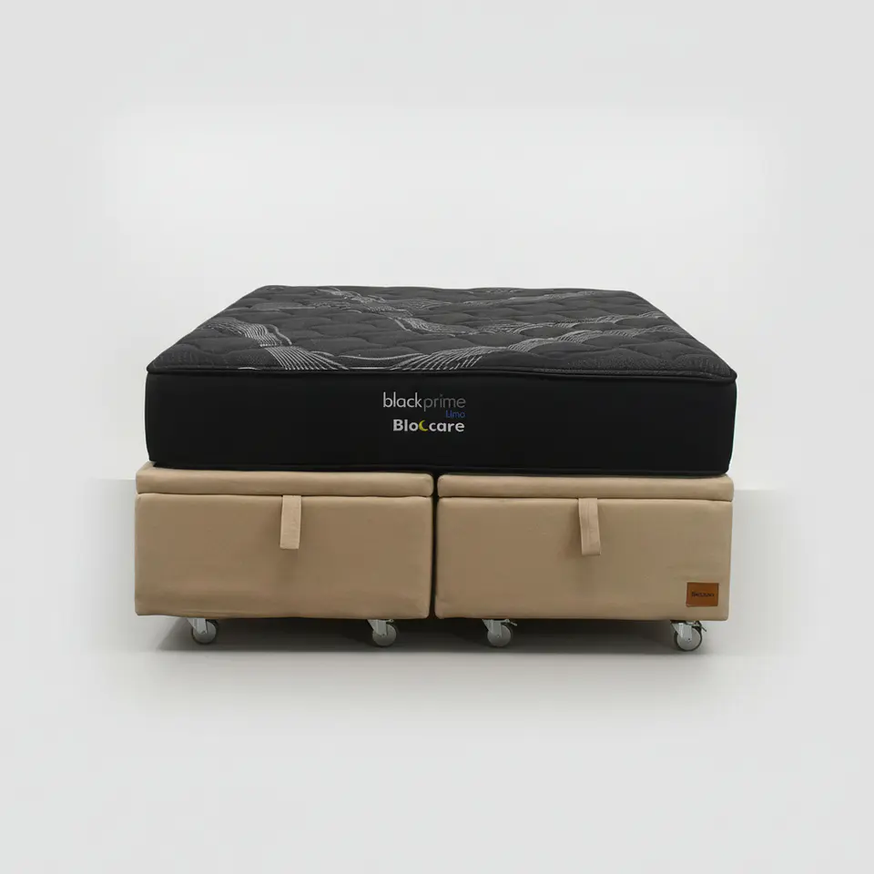 Cama Baul Super King + Colchon Black Prime - Modelo Uno / Ruedas A Eleccion (Beige) 6