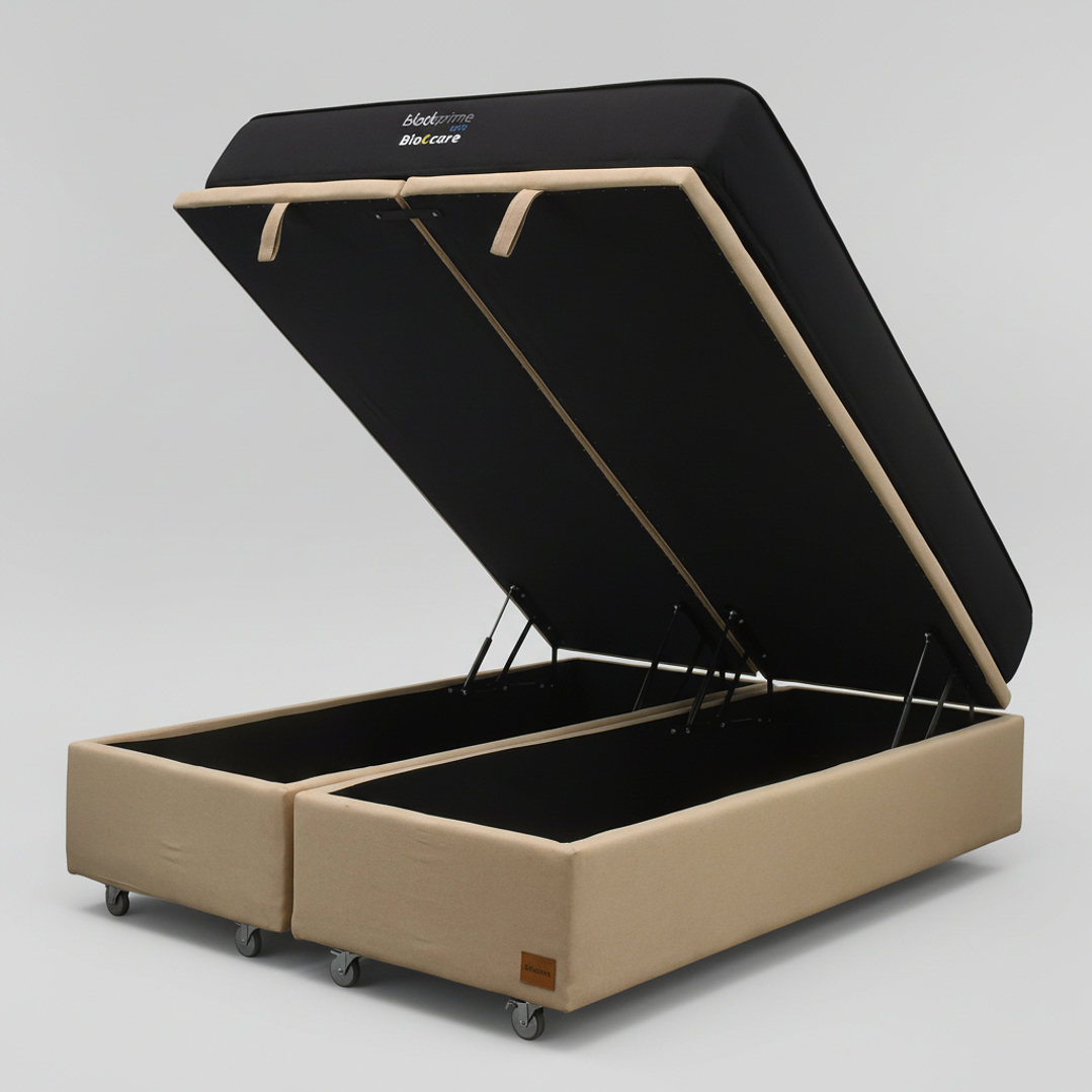 Cama Baul Super King + Colchon Black Prime - Modelo Uno / Ruedas A Eleccion (Beige) 5
