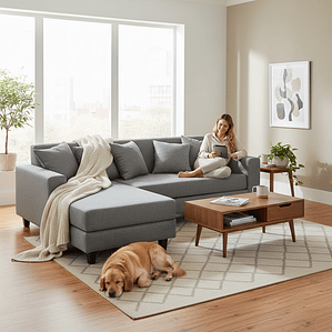 Sofa Seccional Bloccare 2  Cuerpos - Tela Verona Gris