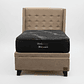 Cama Baul 1.5 Plaza + Colchon Black Prime - Modelo Uno + Respaldo / Con Patas (Beige) - Miniatura 5