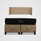 Cama Baul King + Colchon Black Prime - Modelo Dos + Respaldo / Con Patas (Beige) - Miniatura 5