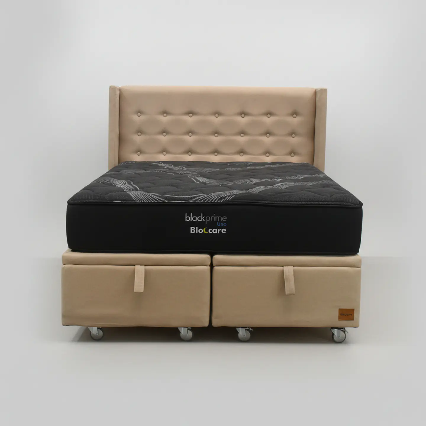 Cama Baul Super King + Colchon Black Prime - Modelo Uno + Respaldo / Ruedas A Eleccion (Beige) 8