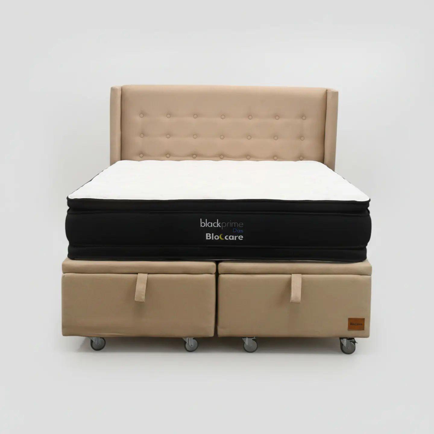 Cama Baul Super King + Colchon Black Prime - Modelo Dos + Respaldo / Ruedas A Eleccion (Beige) 5