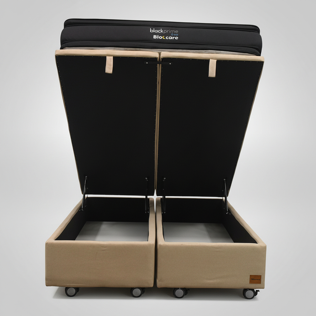 Cama Baul 2 Plaza + Colchon Black Prime - Modelo Dos / Ruedas A Eleccion (Beige) 3