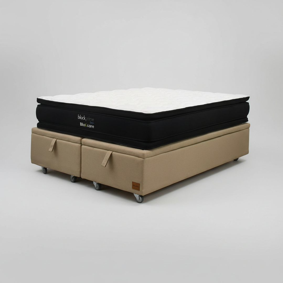Cama Baul 2 Plaza + Colchon Black Prime - Modelo Dos / Ruedas A Eleccion (Beige) 5