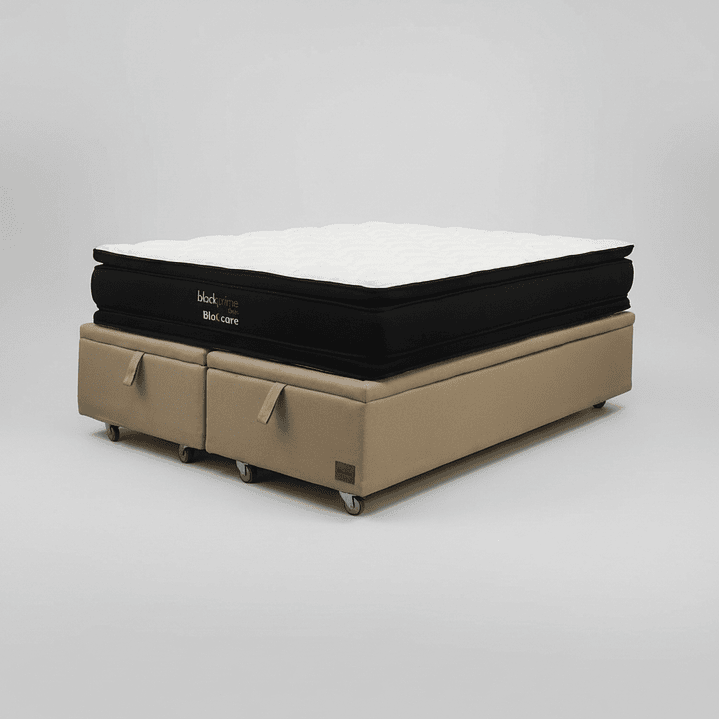 Cama Baul 2 Plaza + Colchon Black Prime - Modelo Dos / Ruedas A Eleccion (Beige) 5